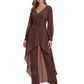 Luxury Black Formal Trousers Set High-Low Chiffon Top with Sparkling Beaded Detail