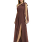One-Shoulder Mother of the Bride Dress Chiffon Gown with Long Sash Detail