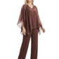 V-Neck Chiffon Mother of the Brides Dresses Plus Size Jacket Suits Wedding