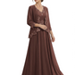 Plus Size A-line Chiffon 3/4 Sleeves Mother of the Brides Dresses Long Jacket Dress