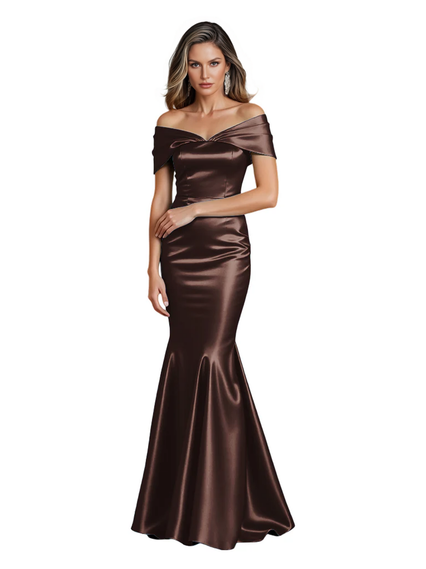 Luxury Emerald Formal Dress Off-the-Shoulder Satin Gown Trumpet Silhouette