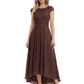 Elegant Evening Gown Trending 2026 Styles with Cap Sleeves High-Low Skirt
