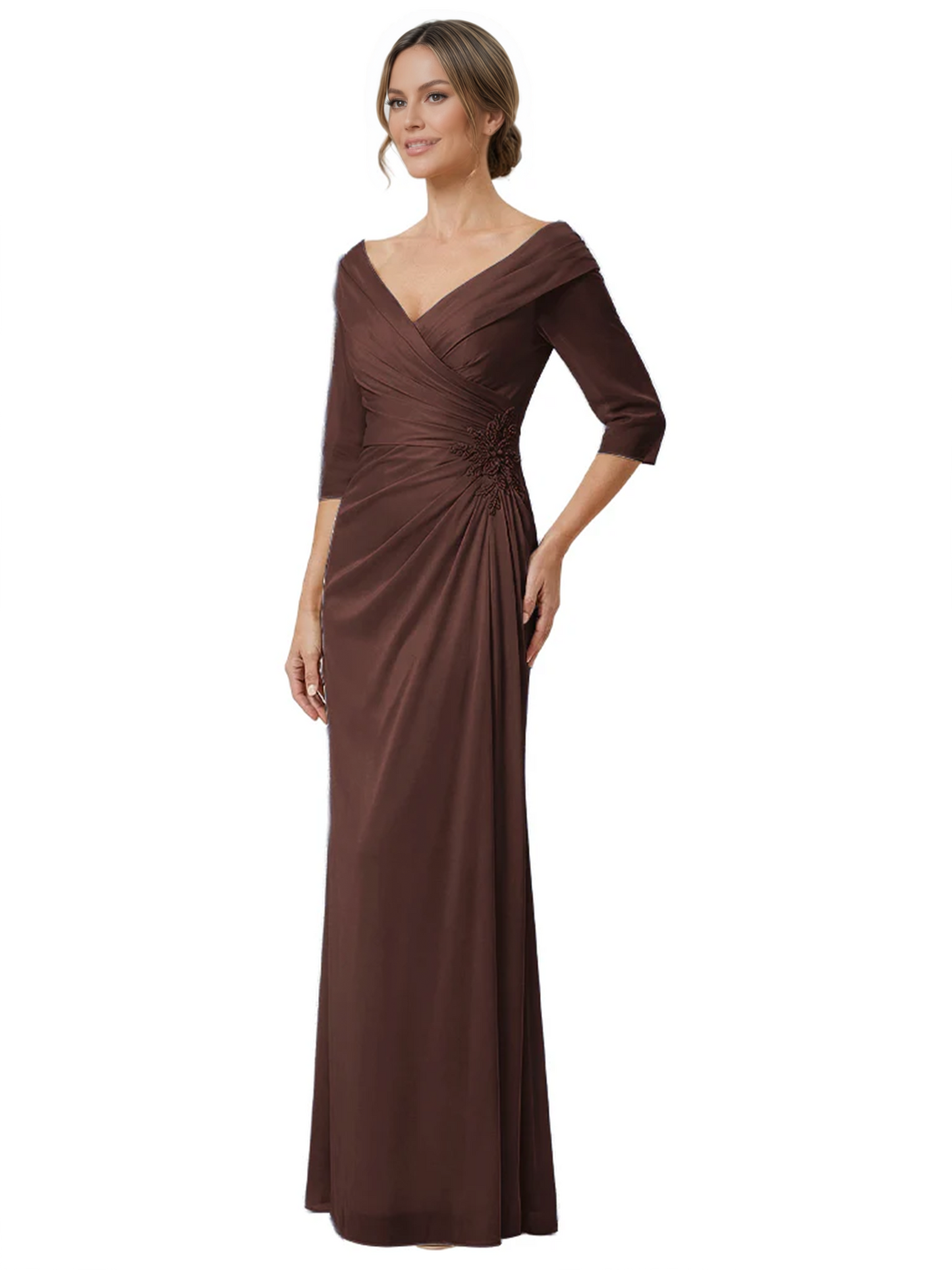 Elegant 3/4 Sleeve Mother of the Brides Dresses Mom Outfits Wedding Satin