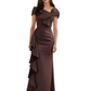 Elegant Mother of Bride Dress Formal Gowns Mermaid Ruffle Floor Length Asymmetric Neckline
