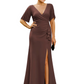 Elegant Evening Gown Trending V-Neck & Ruffle Detail Mother of Bride Outfits Slit