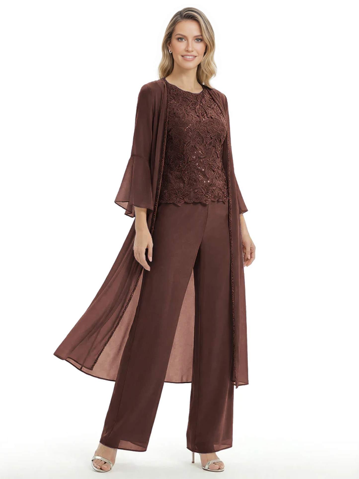 Elegant Pink 3-Piece Pant Set Trending 2026 Styles with Lace Wide-Leg Pants