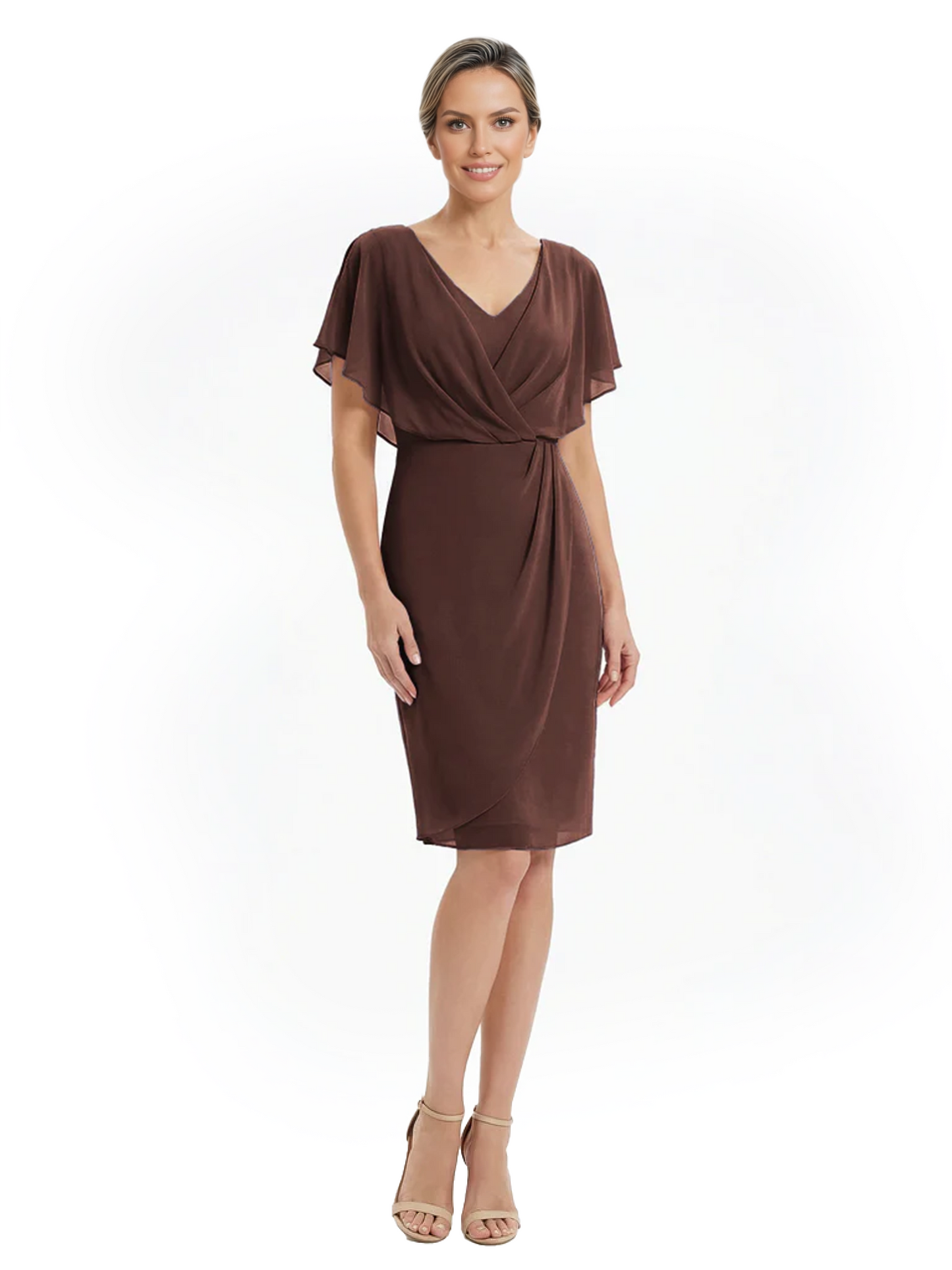 Chic Knee-Length Mother of Bride Formal Dress Slimming Chiffon Styles for Wedding Guest