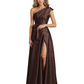 Wedding Mother of the Bride Dress One Shoulder and High Slit Formal Dresses