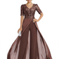 V-Neck Chiffon Mother of the Brides Jumpsuits Dresses Floor Length A-Line Lace