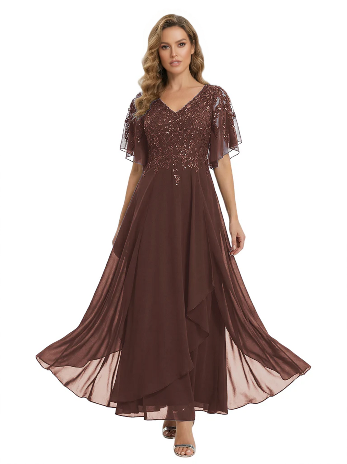 Bling Sequin Chiffon Mother of the Brides Dresses Wedding Party Gowns For Mom