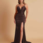 Sexy Soft Satin V-neck Spaghetti Strap Side-Slit Mermaid Bridesmaid Dresses