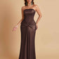 Sexy Soft Satin Mermaid Strapless Floor-Length Mermaid Bridesmaid Dresses