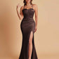 Sexy Soft Satin Mermaid Spaghetti Straps Side Slit Floor-Length Bridesmaid Dresses