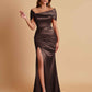 Elegant Soft Satin Off-the-shoulder Side-Slit Mermaid Bridesmaid Dresses
