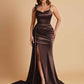 Elegant Soft Satin Mermaid Bowknot Floor-Length Mermaid Bridesmaid Dresses