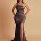 Sexy Soft Satin Mermaid One Shoulder Side Slit Beading Floor-Length Bridesmaid Dresses Online