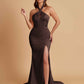Elegant Soft Satin Mermaid Halter Side Slit Floor-Length Bridesmaid Dresses Online