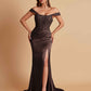 Sexy Soft Satin V-neck Off-the-shoulder Strapless Side-Slit Mermaid Bridesmaid Dresses