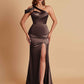 Elegant Soft Satin Sweetheart One Shoulder Side-Slit Mermaid Bridesmaid Dresses