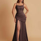Sexy Soft Satin Mermaid Spaghetti Straps Side Slit Floor-Length Bridesmaid Dresses