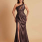 Sexy One Shoulder Soft Satin Side Slit Floor-Length Mermaid Bridesmaid Dresses