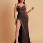 Simple Soft Satin Mermaid V-neck Floor-Length Mermaid Bridesmaid Dresses