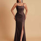 Gorgeous Spaghetti Straps Soft Satin Side Slit Floor-Length Mermaid Bridesmaid Dresses