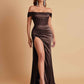 Sexy Off the Shoulder Soft Satin Side Slit Floor-Length Mermaid Bridesmaid Dresses