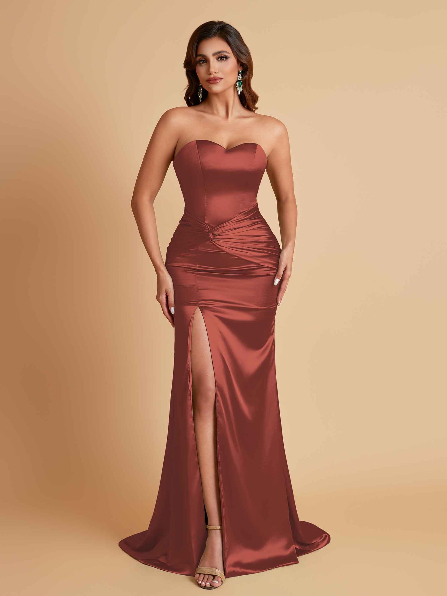 Sexy Soft Satin Mermaid Sweetheart Floor-Length Mermaid Bridesmaid Dresses