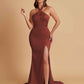 Elegant Soft Satin Mermaid Halter Side Slit Floor-Length Bridesmaid Dresses Online