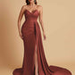 Sexy Soft Satin Mermaid V-neck Floor-Length Mermaid Bridesmaid Dresses