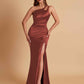 Sexy Soft Satin Mermaid One Shoulder Floor-Length Mermaid Bridesmaid Dresses