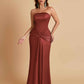 Sexy Soft Satin Mermaid Strapless Floor-Length Mermaid Bridesmaid Dresses