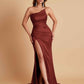 Gorgeous Strapless Soft Satin Side Slit Floor-Length Mermaid Bridesmaid Dresses