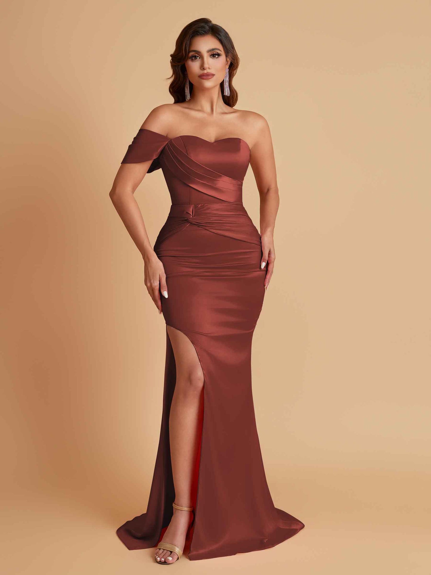 Sexy Soft Satin Mermaid One Shoulder Floor-Length Mermaid Bridesmaid Dresses