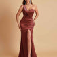Gorgeous One Shoulder Soft Satin Side Slit Floor-Length Mermaid Bridesmaid Dresses