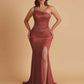 Sexy Soft Satin Mermaid One Shoulder Side Slit Beading Floor-Length Bridesmaid Dresses Online