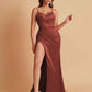 Simple Soft Satin Mermaid V-neck Floor-Length Mermaid Bridesmaid Dresses