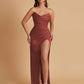 Sexy Soft Satin Mermaid V-neck Side Slit Floor-Length Bridesmaid Dresses Online