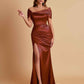 Elegant Soft Satin Off-the-shoulder Side-Slit Mermaid Bridesmaid Dresses