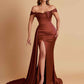 Sexy Soft Satin Sweetheart Off-the-shoulder Strapless Side-Slit Mermaid Bridesmaid Dresses