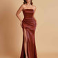 Elegant Soft Satin Strapless Split Side Mermaid Bridesmaid Dresses