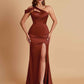 Elegant Soft Satin Sweetheart One Shoulder Side-Slit Mermaid Bridesmaid Dresses