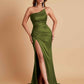 Gorgeous Strapless Soft Satin Side Slit Floor-Length Mermaid Bridesmaid Dresses