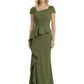 A-Line Satin Cap Sleeves Mother of the Brides Dresses Floor Length For Wedding