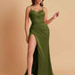 Simple Soft Satin Mermaid V-neck Floor-Length Mermaid Bridesmaid Dresses