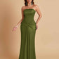 Sexy Soft Satin Mermaid Strapless Floor-Length Mermaid Bridesmaid Dresses