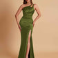 Sexy Soft Satin Mermaid One Shoulder Floor-Length Mermaid Bridesmaid Dresses
