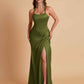 Gorgeous Square Criss Cross Soft Satin Side Slit Floor-Length Mermaid Bridesmaid Dresses