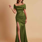 Elegant Soft Satin Off-the-shoulder Side-Slit Mermaid Bridesmaid Dresses